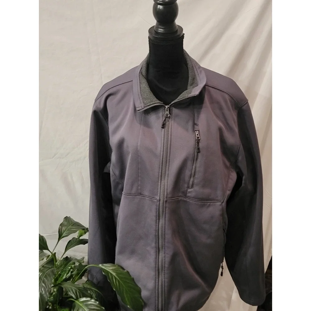 Swiss Tech Mens‎ Softshell Jacket Gray Fleece Lined Full Zip Performance Large
